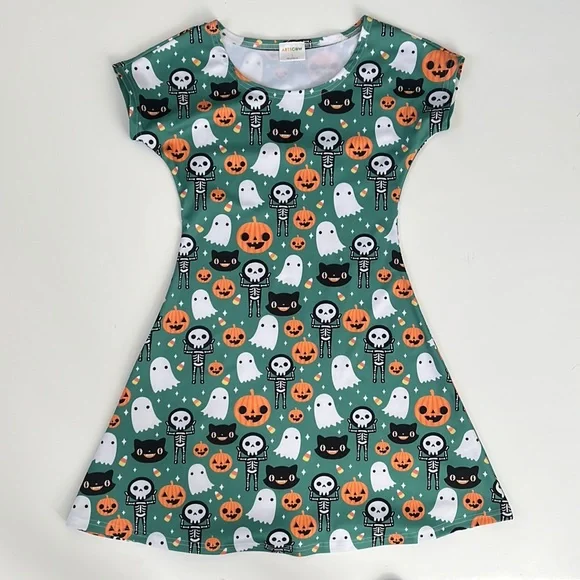 Em and Sprout Dresses | Em and Sprout Halloween Dress, Skater Fit and Flare, Size S | Color: Green | Size: S | Aten1121'S Closet